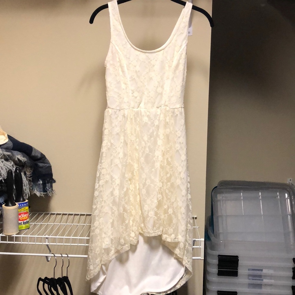 White high-low lace dress